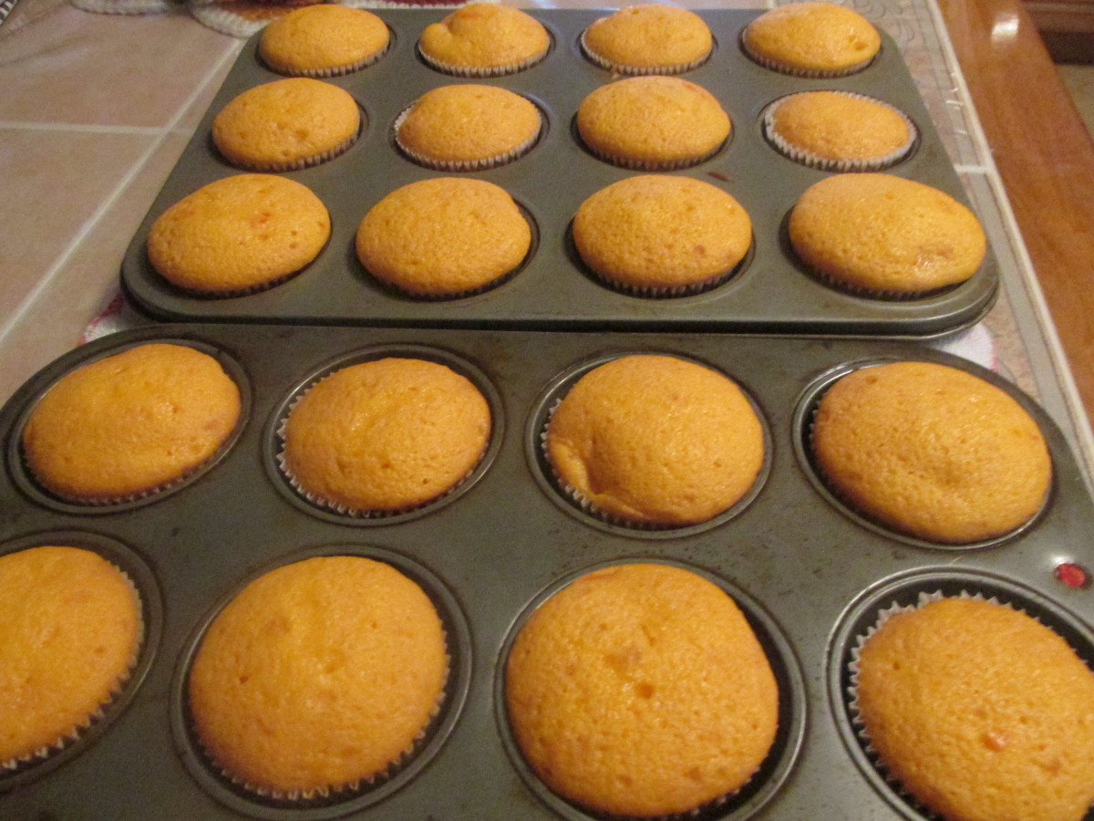 Cupcakes out of the oven.