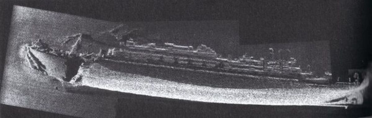 A sonar scan Britannic wreck.