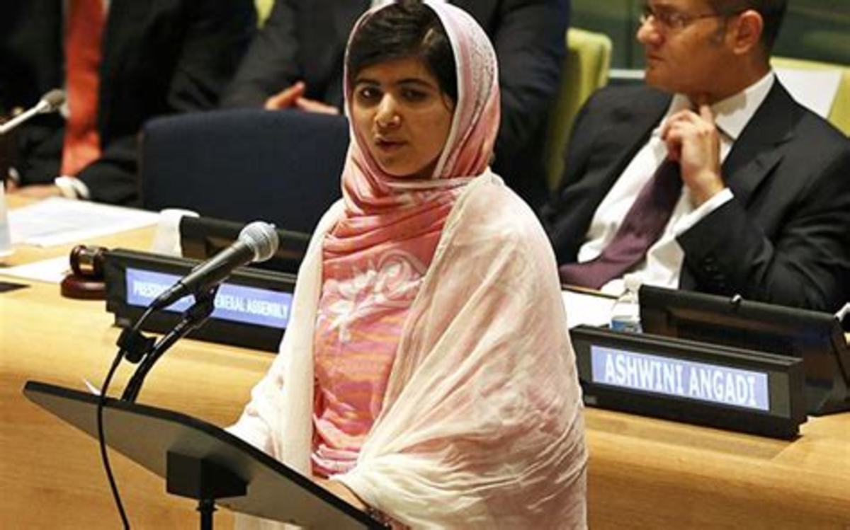 Malala Yousafzai speaking at United Nations