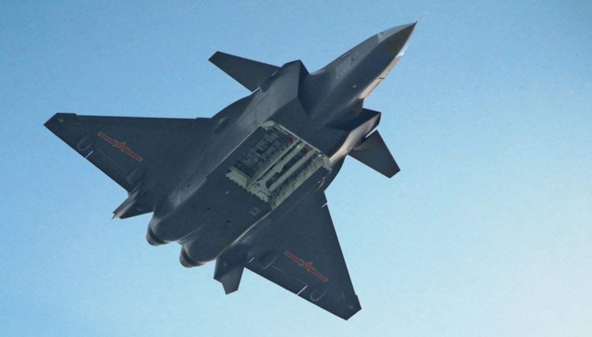 The J-20 with opened weapons bay.