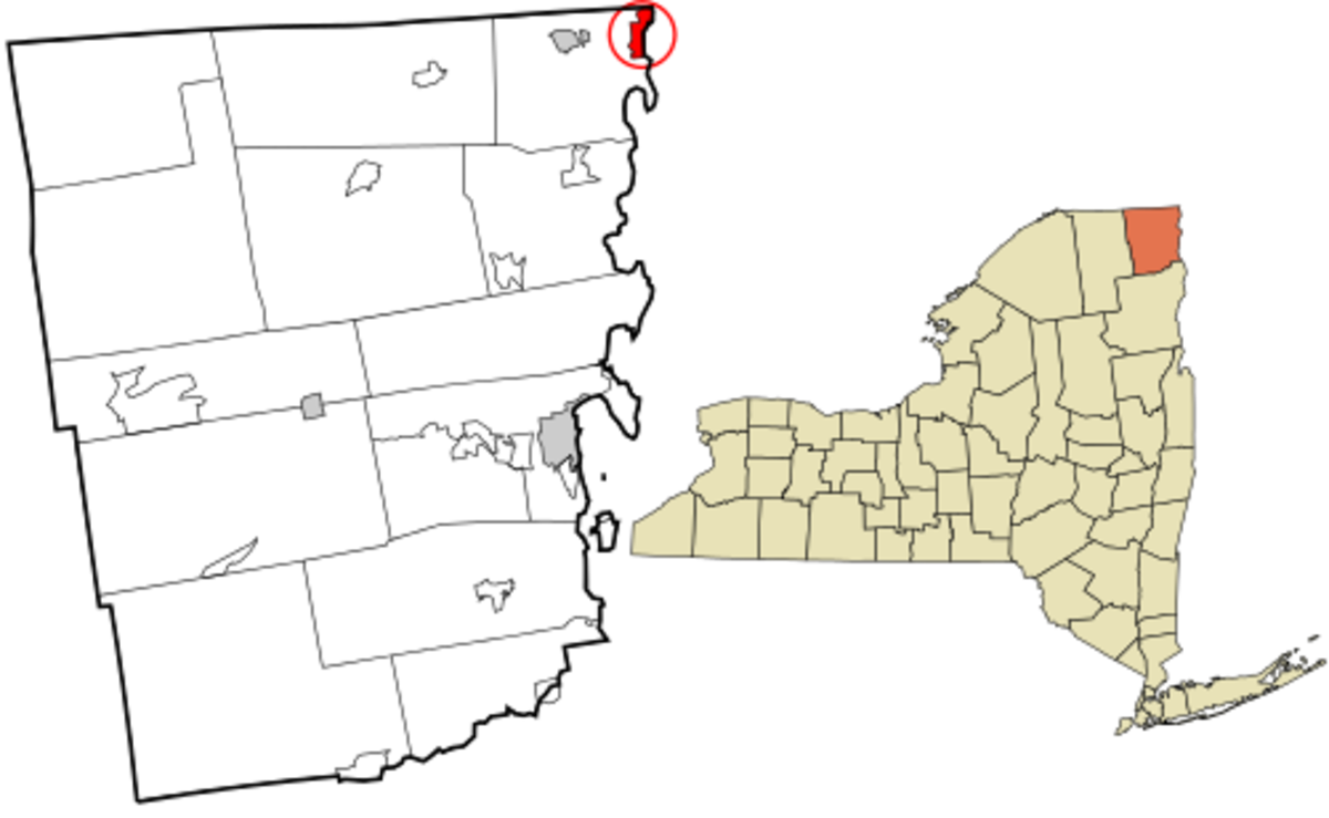 Map showing the location of this village within Clinton County, New York. Data source: 2010 U.S. census