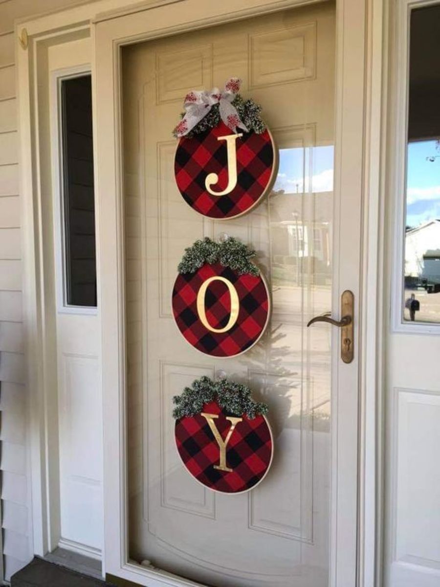 Plaid "Joy" Door Hanger