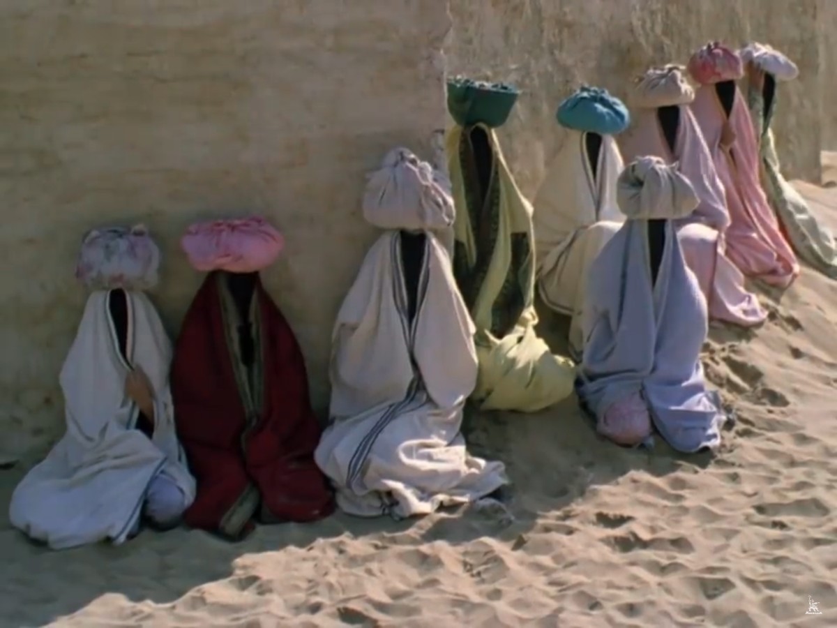 These ladies of a harem carry their belongings on their head