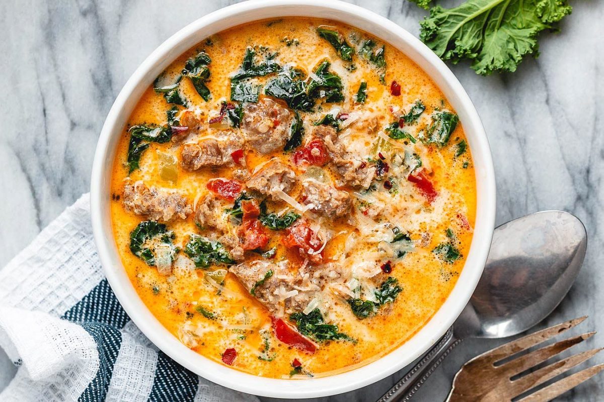 Warm your belly while you shrink your belly with this delicious Keto Instant Pot Tuscan Soup from eatwell101.com
