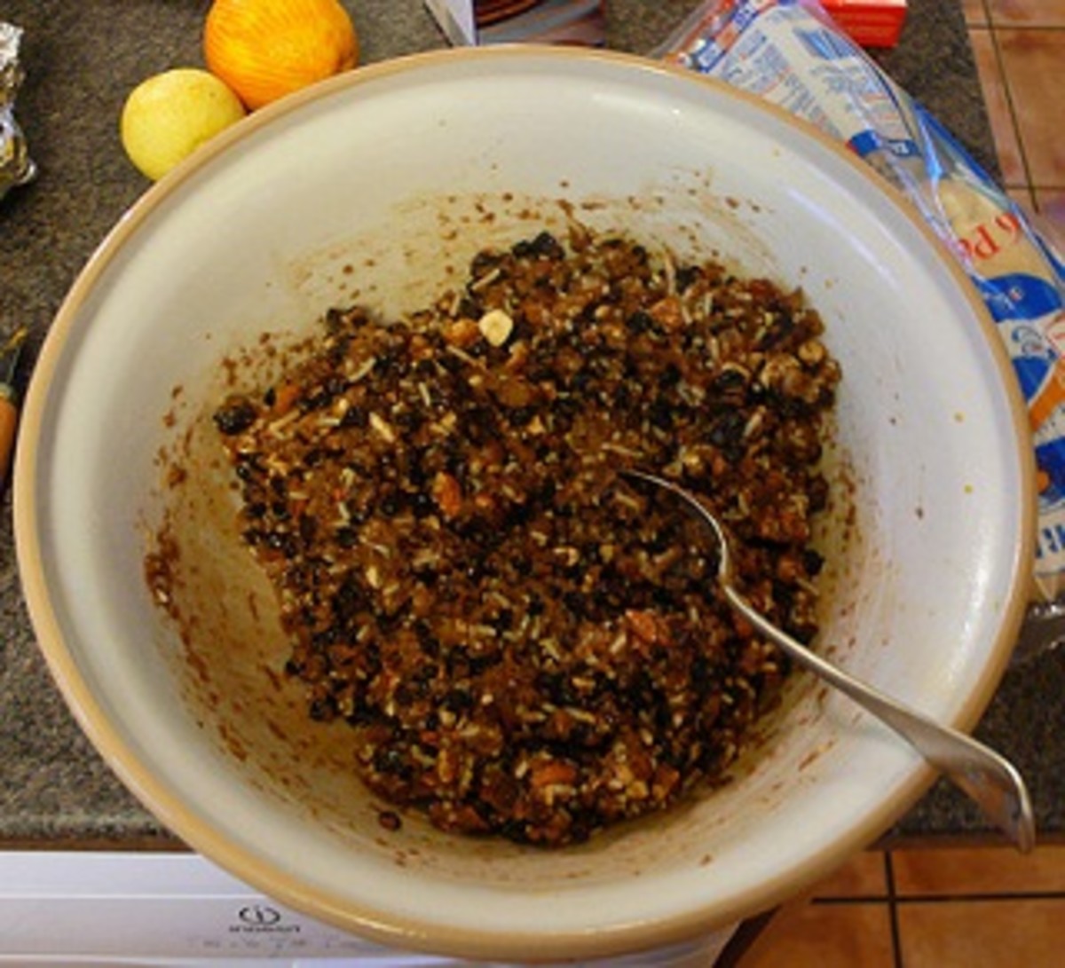 Mixing Christmas pudding ingredients