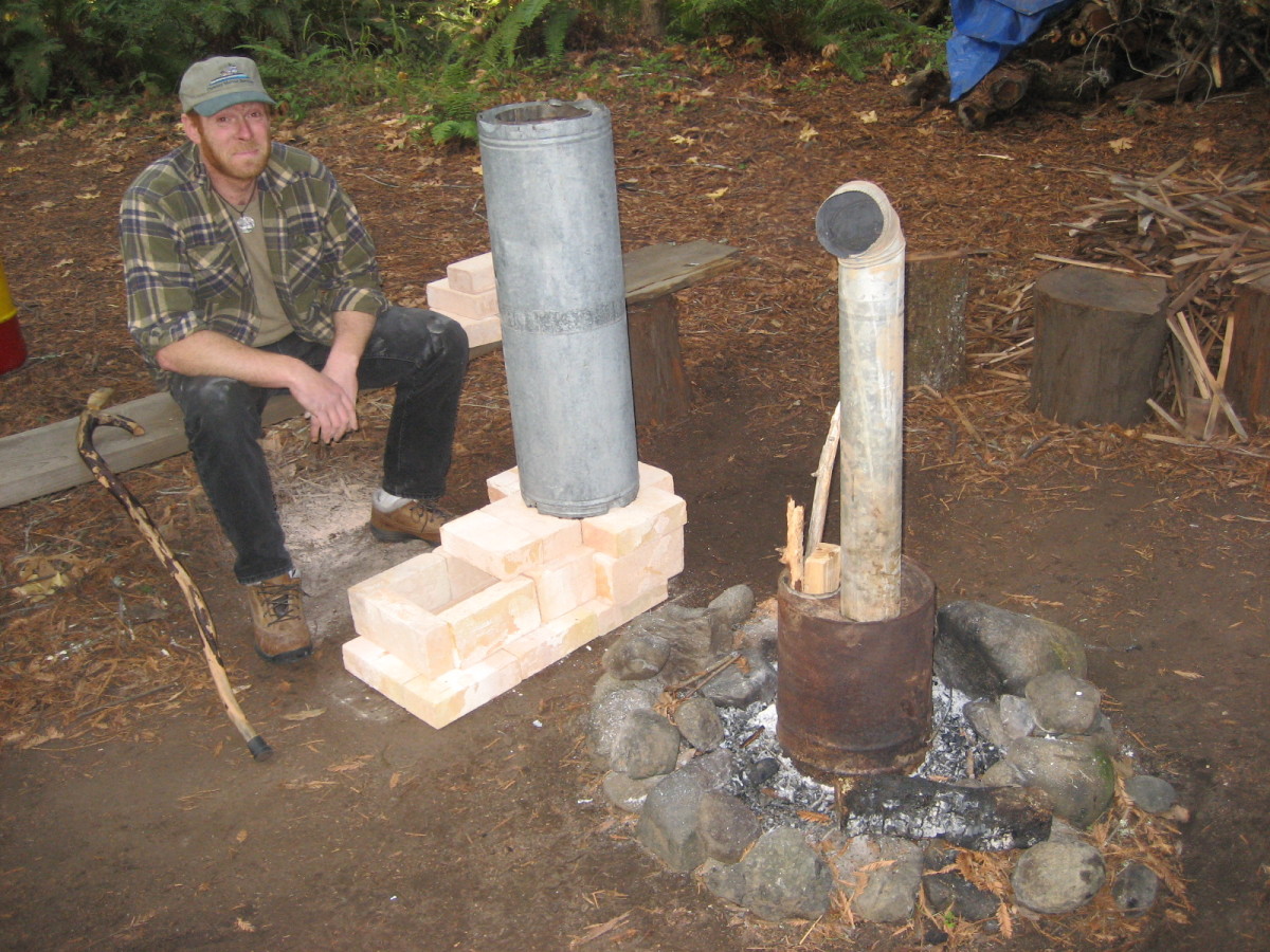 A campfire demonstration: Rocket stove core, and Pocket Rocket