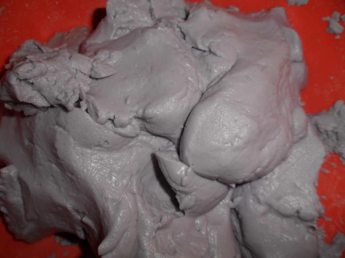 Cornstarch clay with red and blue food color