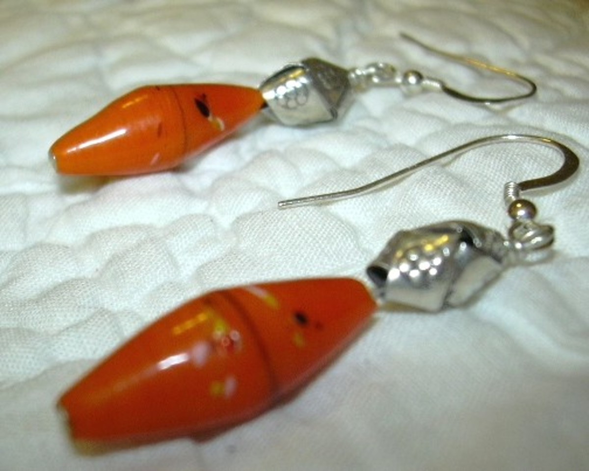 Orange Bicone Millefiori Glass Earings With Hill Tribe Silver Earrings I Made