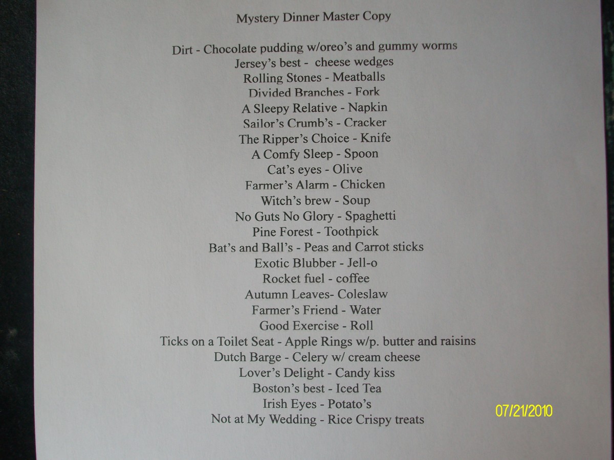 Master Copy of menu (just a few ideas)