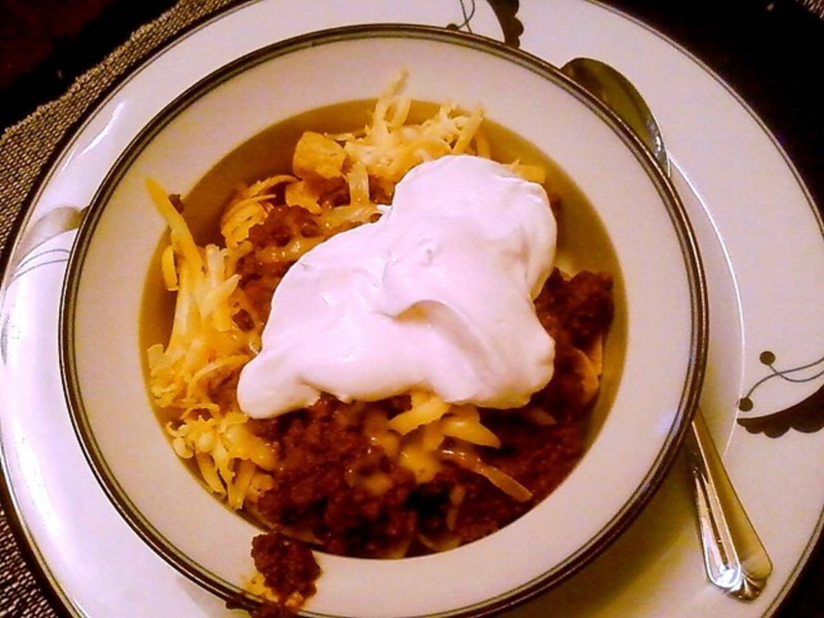 Your chili with beans will be wonderful with shredded cheddar cheese and sour cream. 