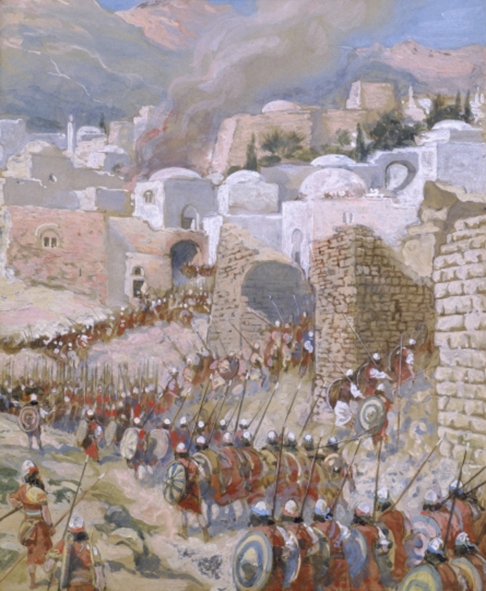 Joshua leading God's people in conquest.
