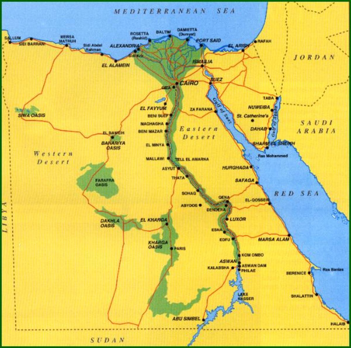 Карта древнего Египта Александрия Сиена