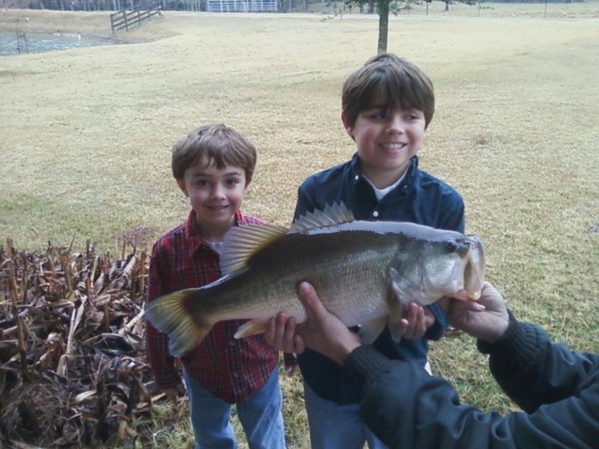 Jonathan and little brother Tristan with a nice bass.
