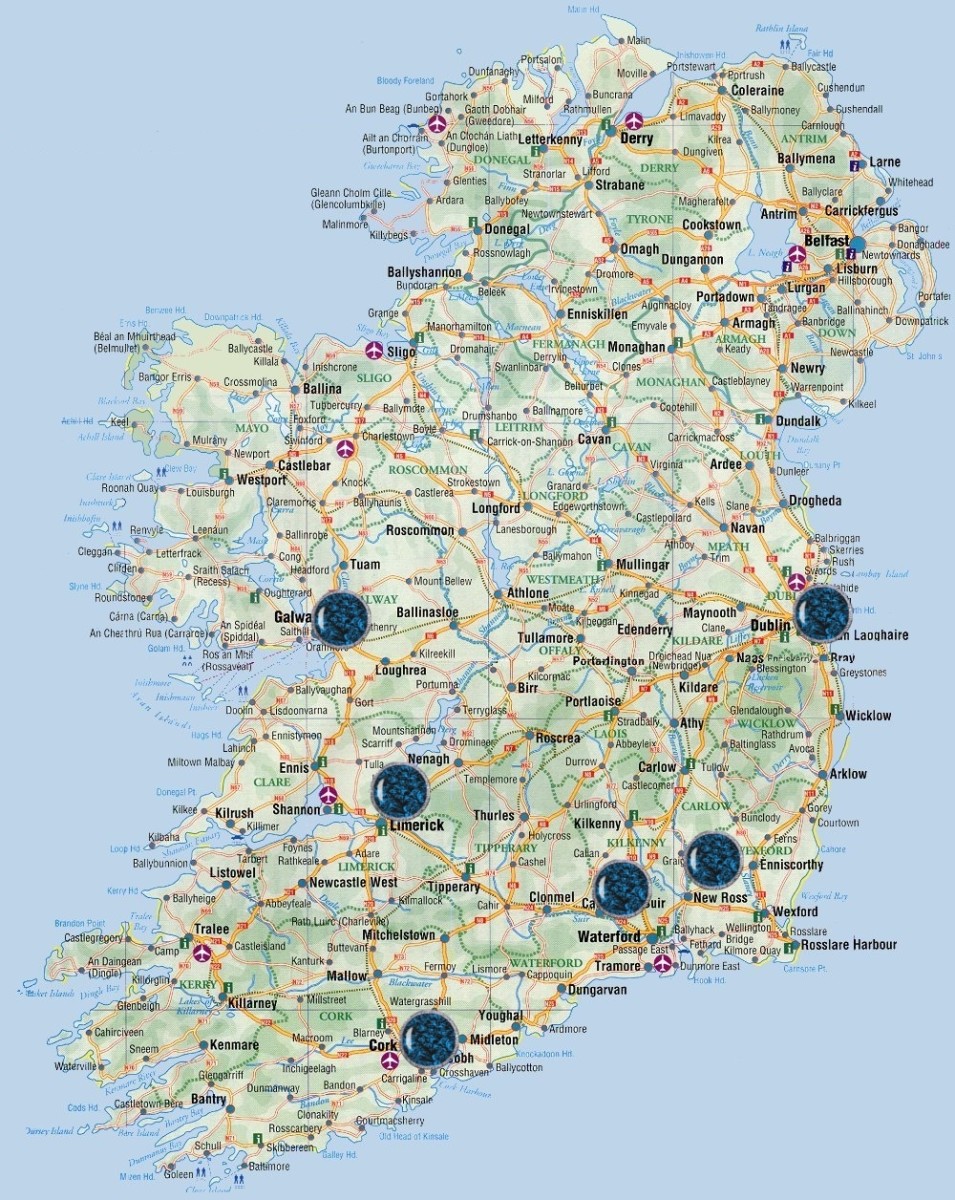 The location of Magdalen Laundries in the Republic of Ireland.