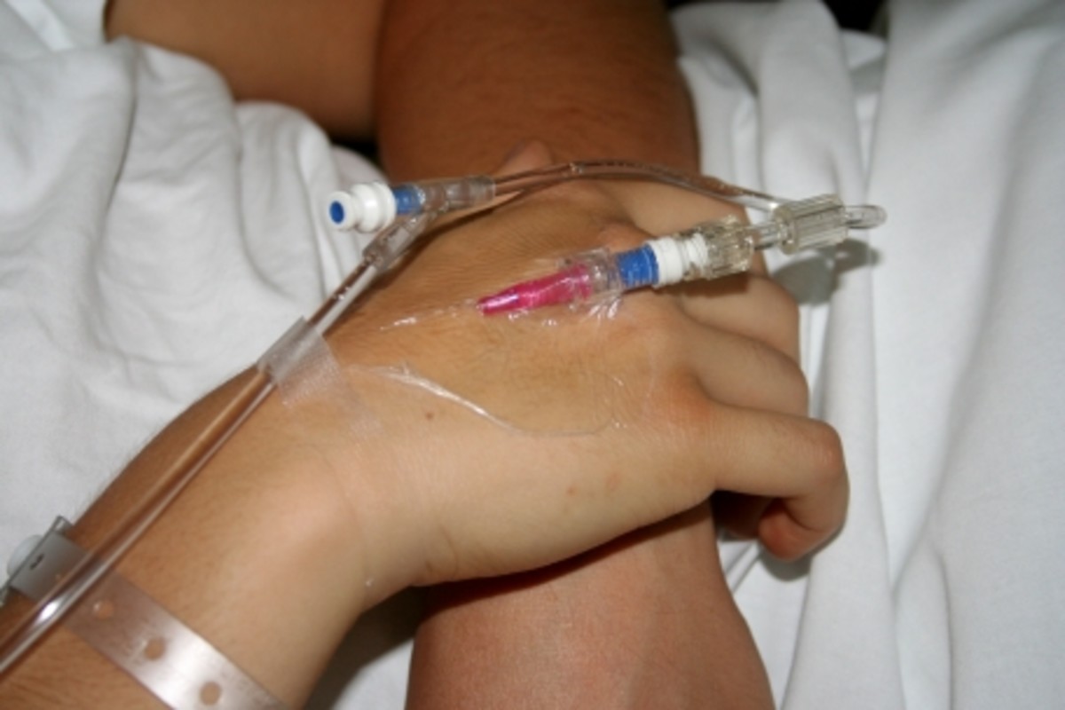 Close up of IV drip in female hand