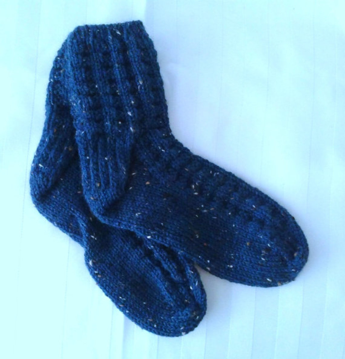 Hand Knit Socks in acrylic wool yarn.