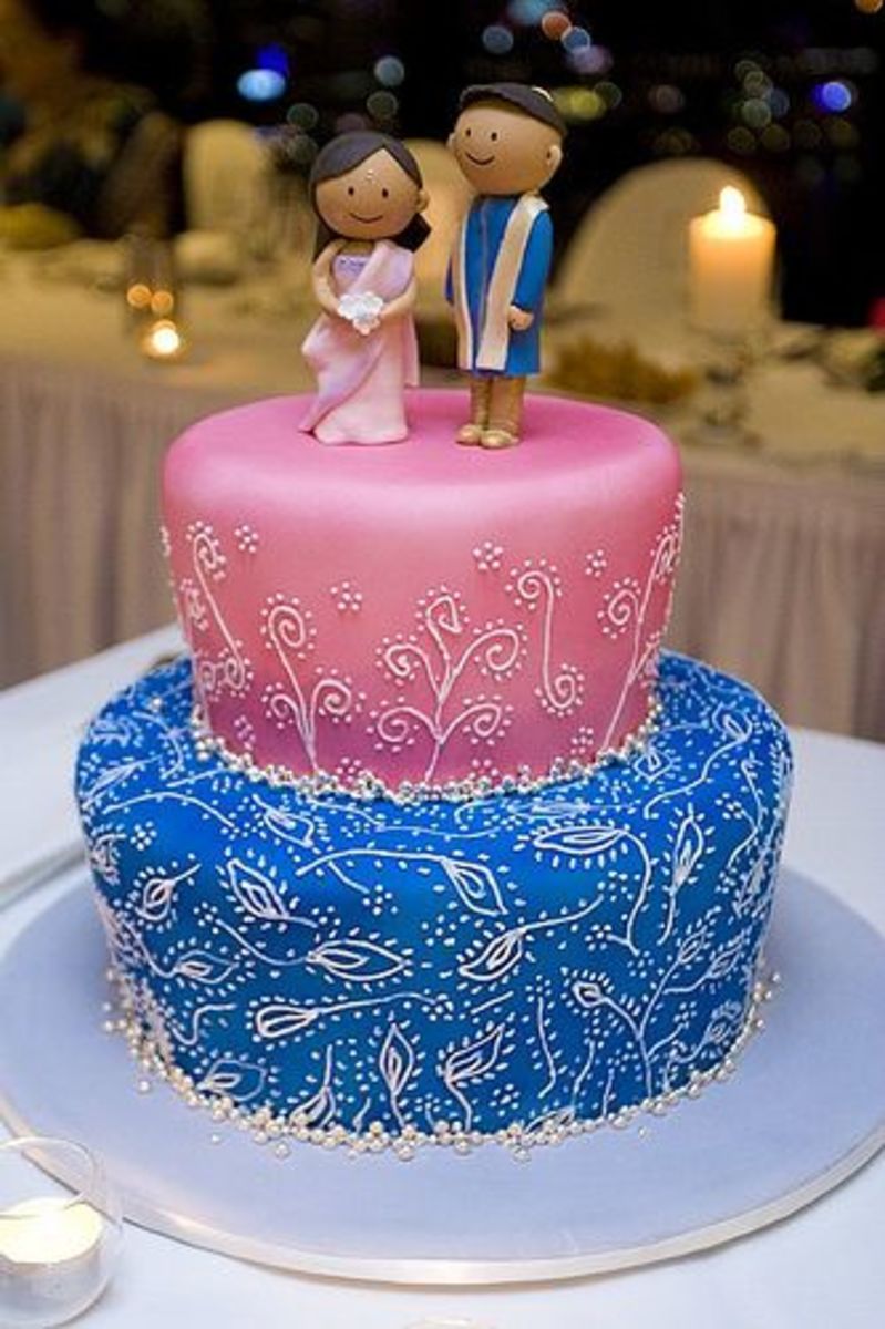 Indian Wedding Cake in Pink and Blue