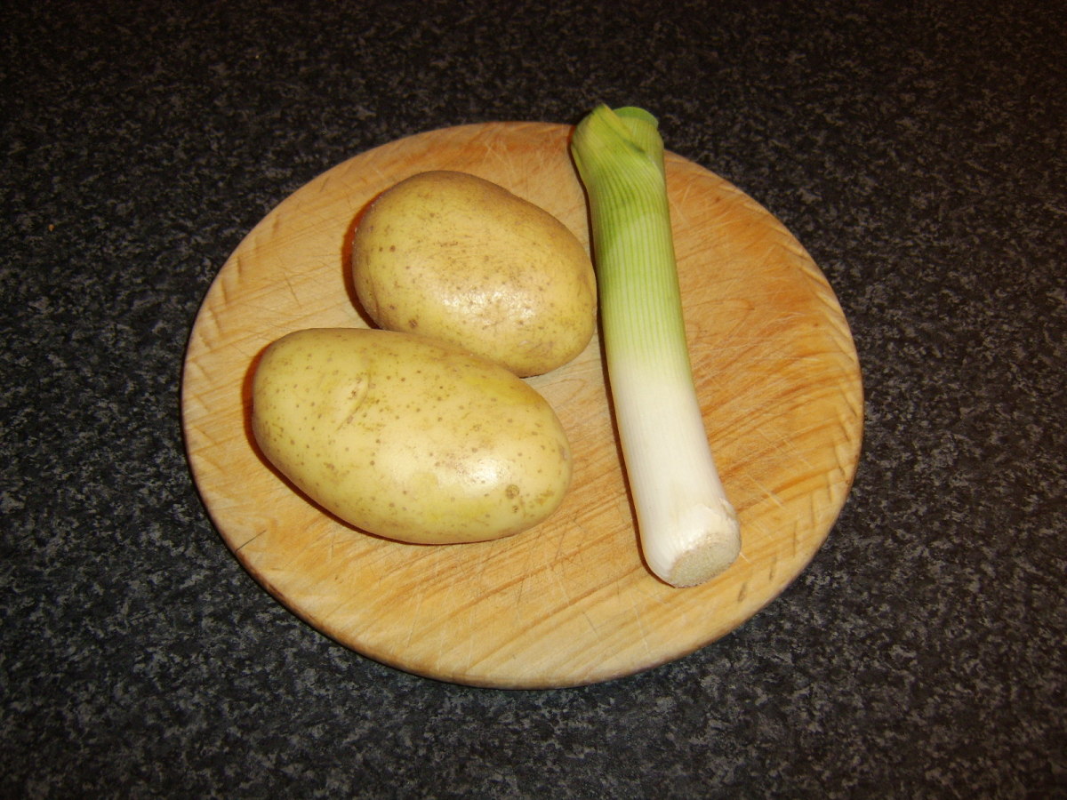 Two medium floury potatoes and one medium leek