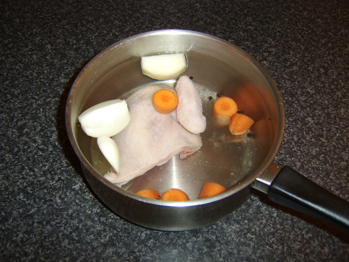 Making the basic chicken stock