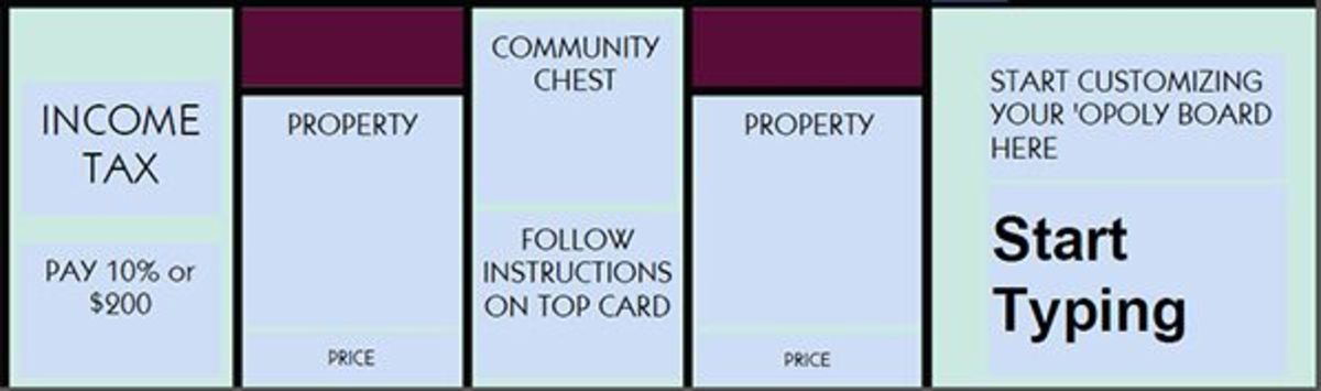 Standard template for a customized Monopoly game.