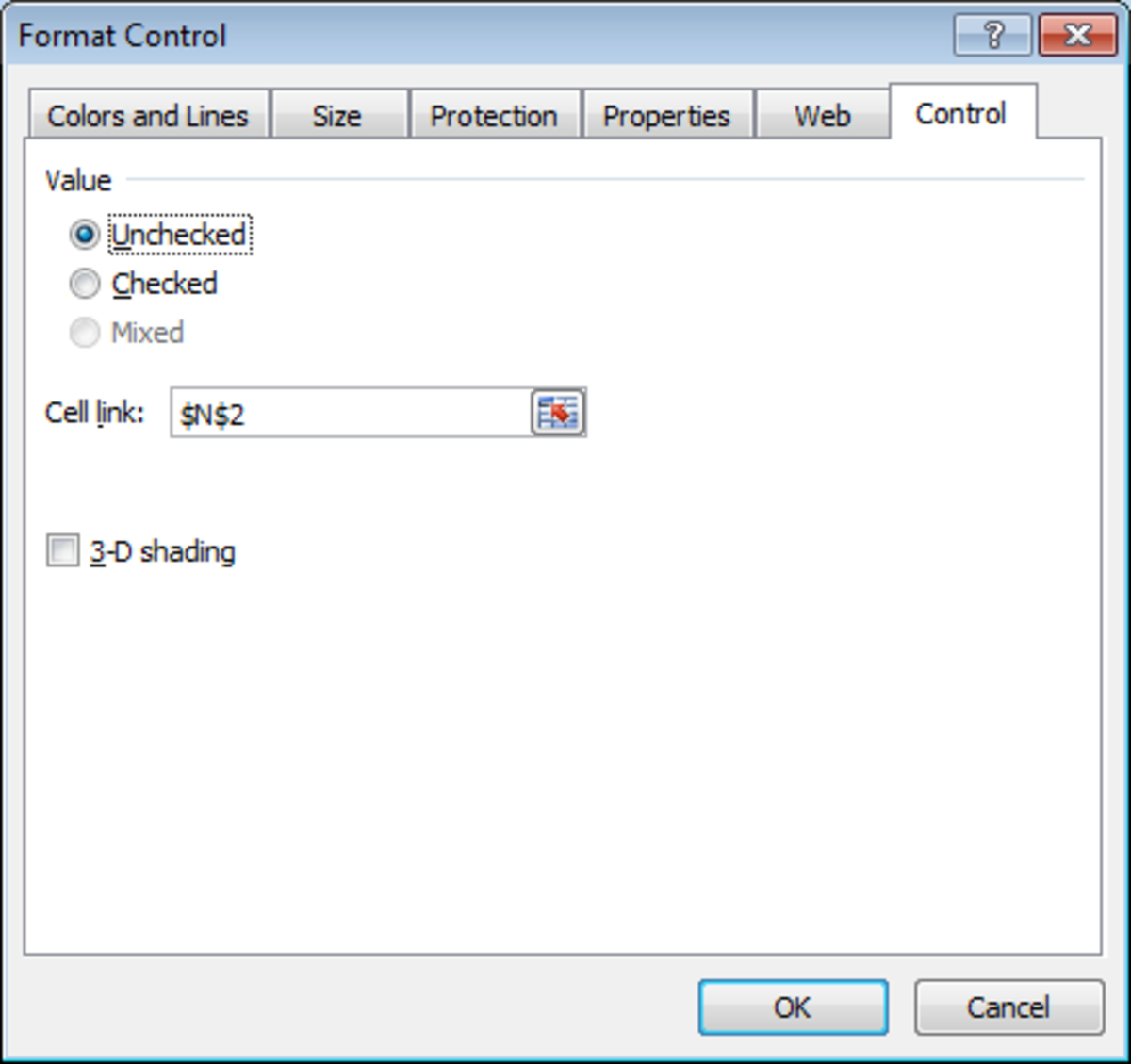 Configuring a Form Controls Option (Radio) button using Excel 2007 and Excel 2010.
