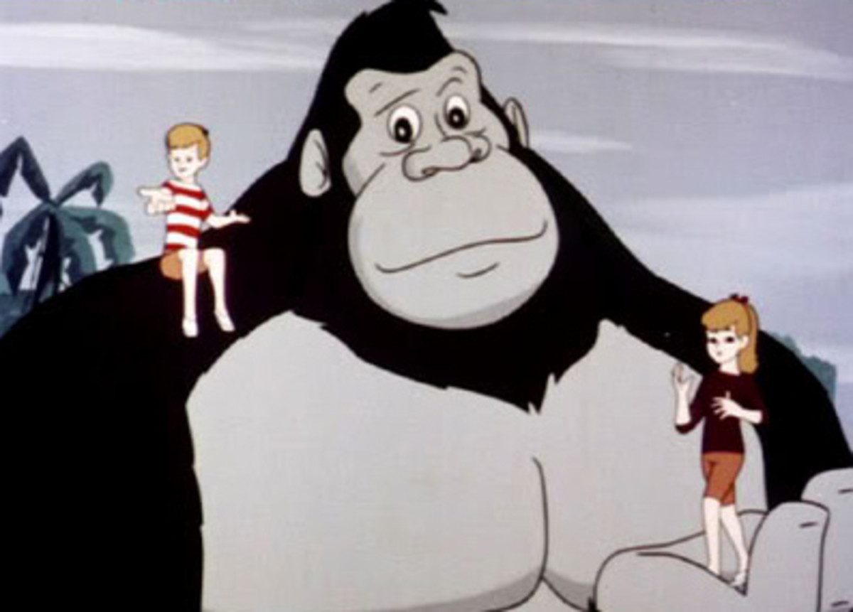 Kong with Bobby on his shoulder and Susan in his hand