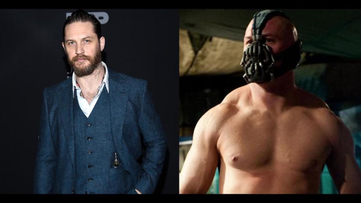 Hardy's transformation to play the part of Bane in "The Dark Knight Rises"