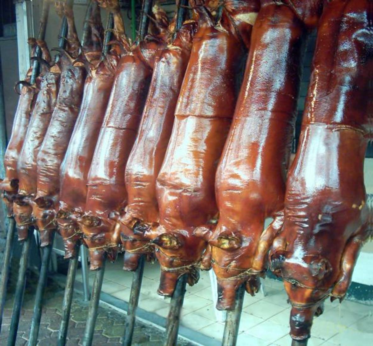 Rows of Cebu lechon are sometimes airlifted to different parts of the Philippines for various events.