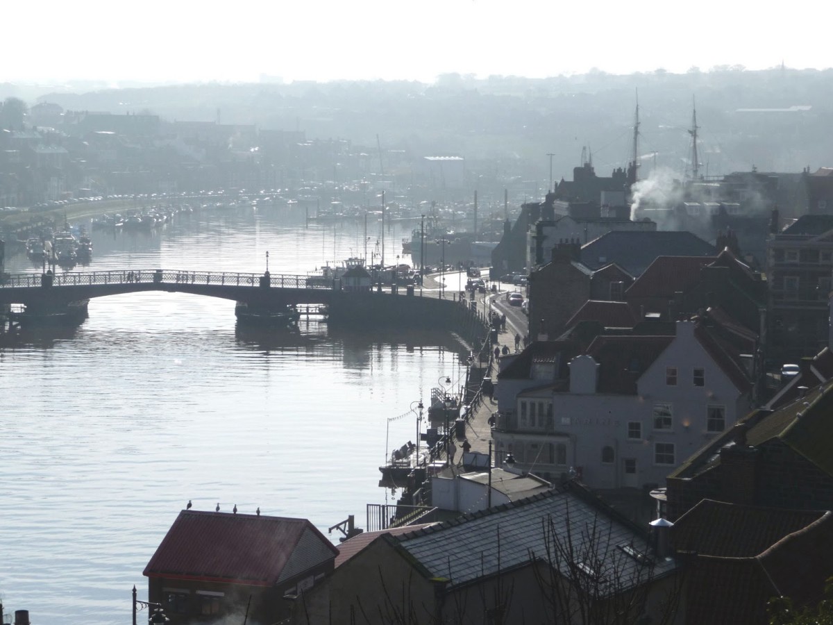 Whitby Harbour - the buildings have changed little down the years since the book was first written