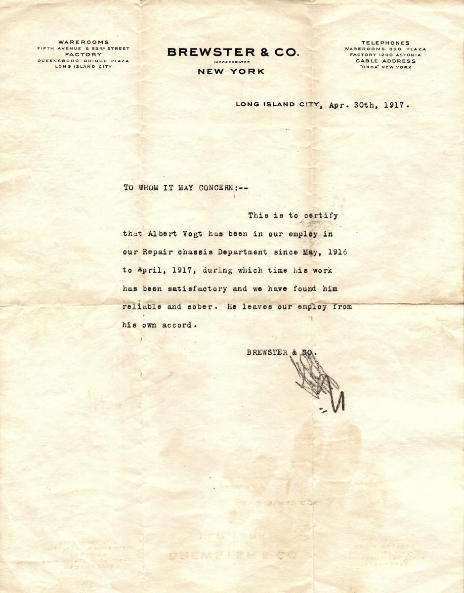 Brewster & Co. letter of recommendation