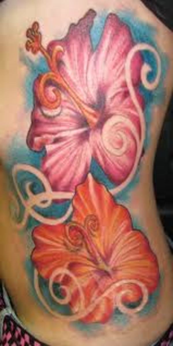 Halfsleeve Hibiscus Flower Tattoo Design – Tattoos Wizard Designs