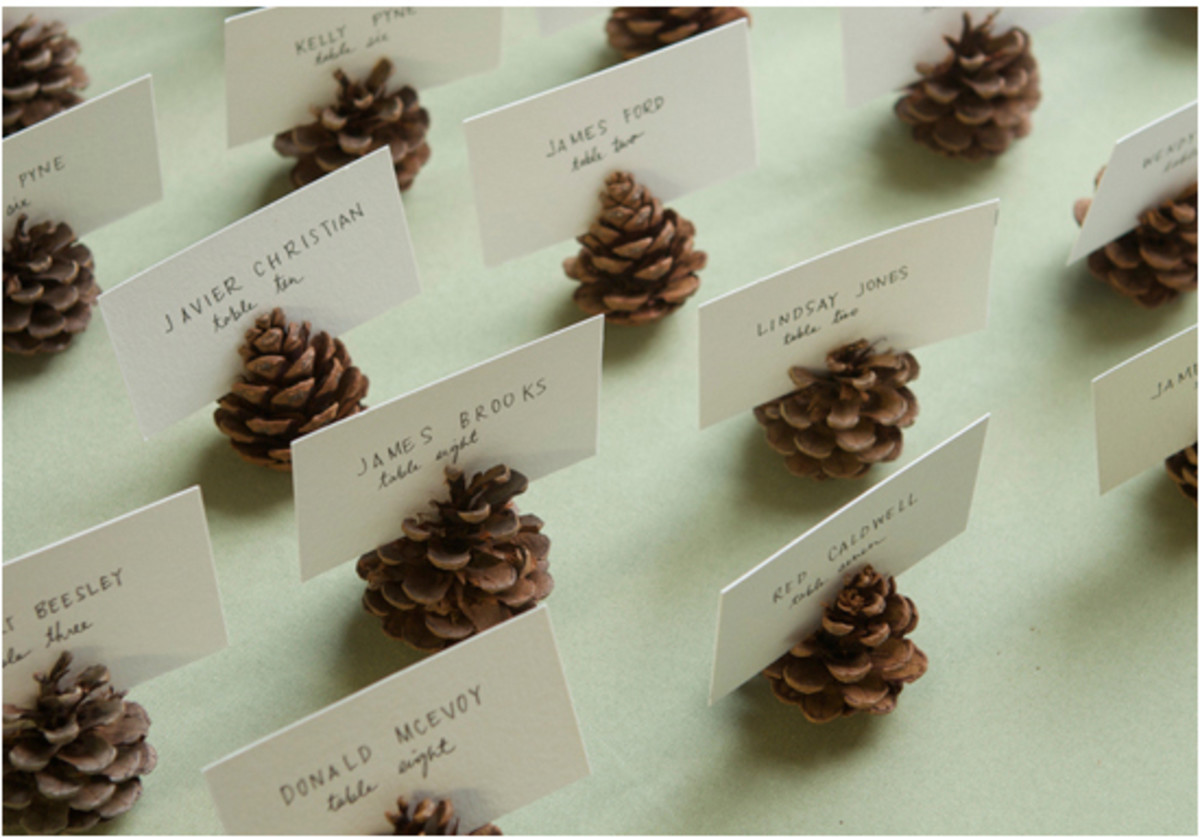 simple yet elegant pine cone place card holders