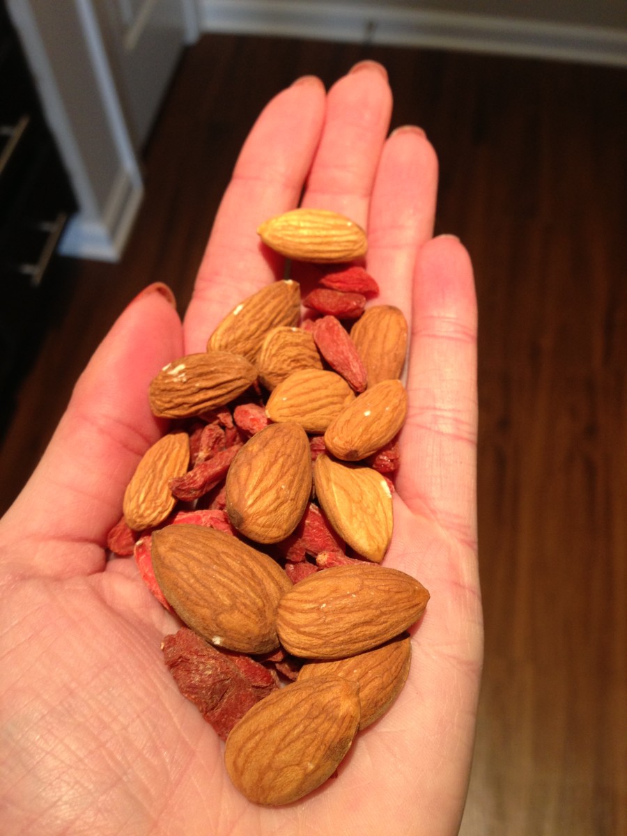 Step 5: Handful of dried gogi berries and raw almonds
