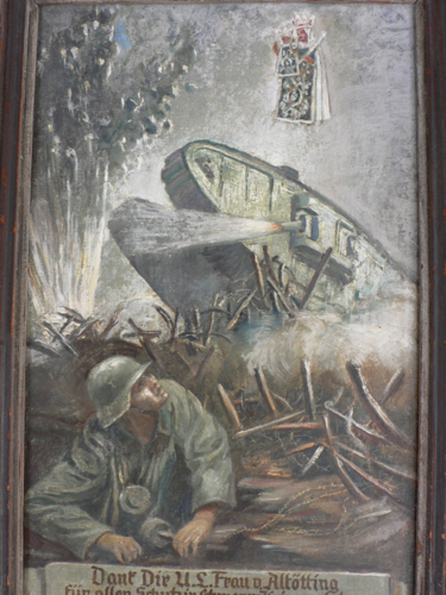 One of the paintings left at the shrine by a grateful pilgrim. The photo shows a small image of Our Lady of Altotting in the upper right.