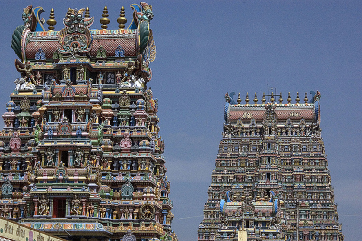 Ancient Sculptures and Paintings at Famous Sri Meenakshi Amman Temple, Madurai, India