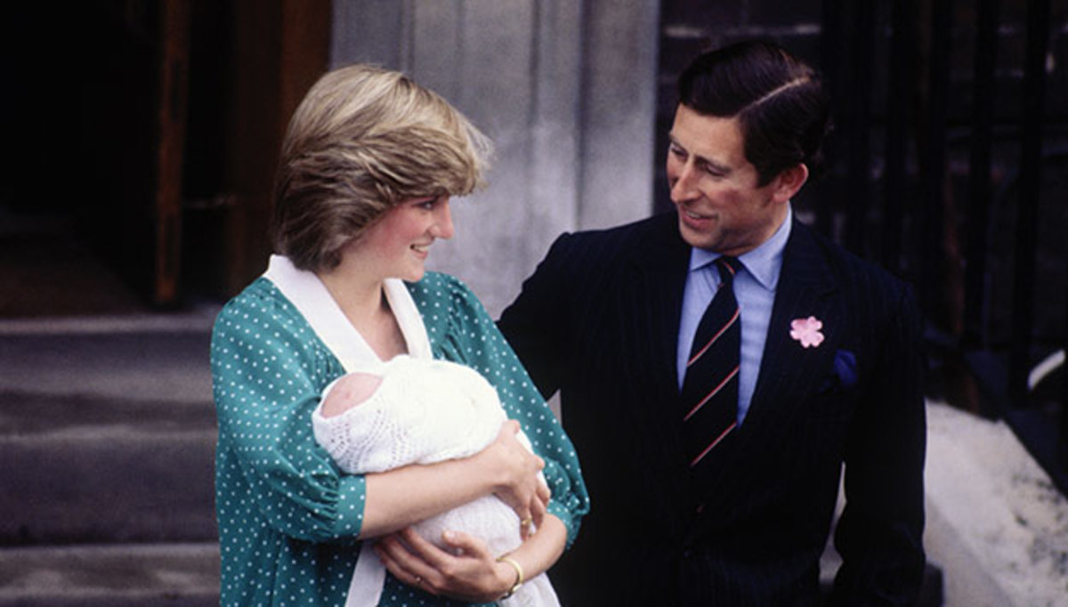 Carrying Prince William, June 21, 1981 outside of the Lindo Wing at St. Mary's Hospital in London