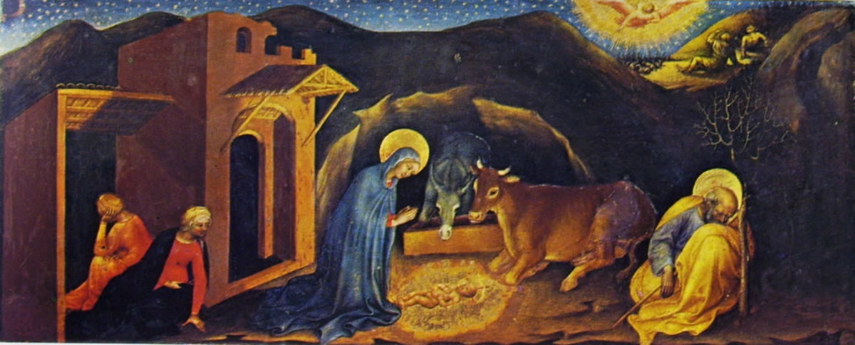 Gentile da Fabriano - Dais of the Adoration of the Magi - The Nativity (1423), Florence Galleria degli Uffizi