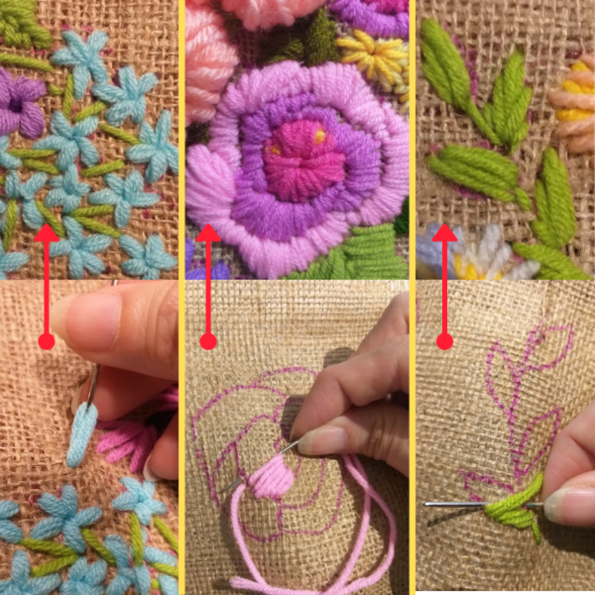 Use a satin and fishbone stitch 