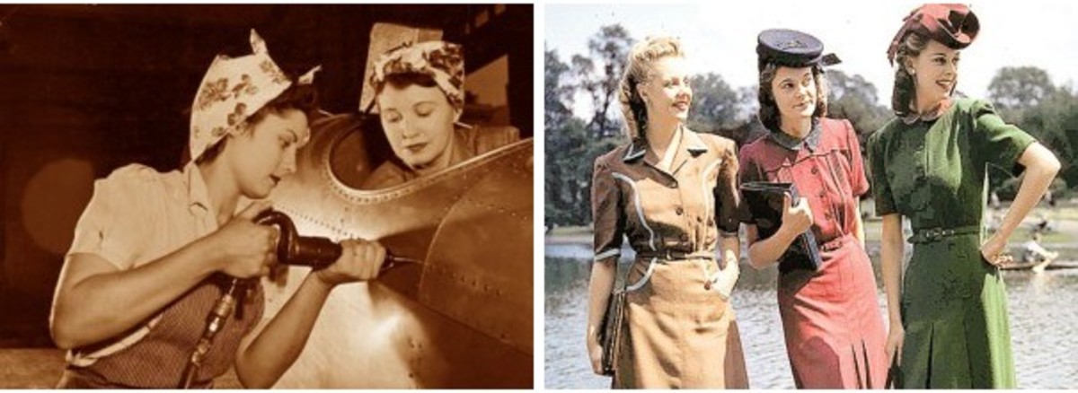 'Ration Fashion' - Uniform style dresses of the 1940s women.