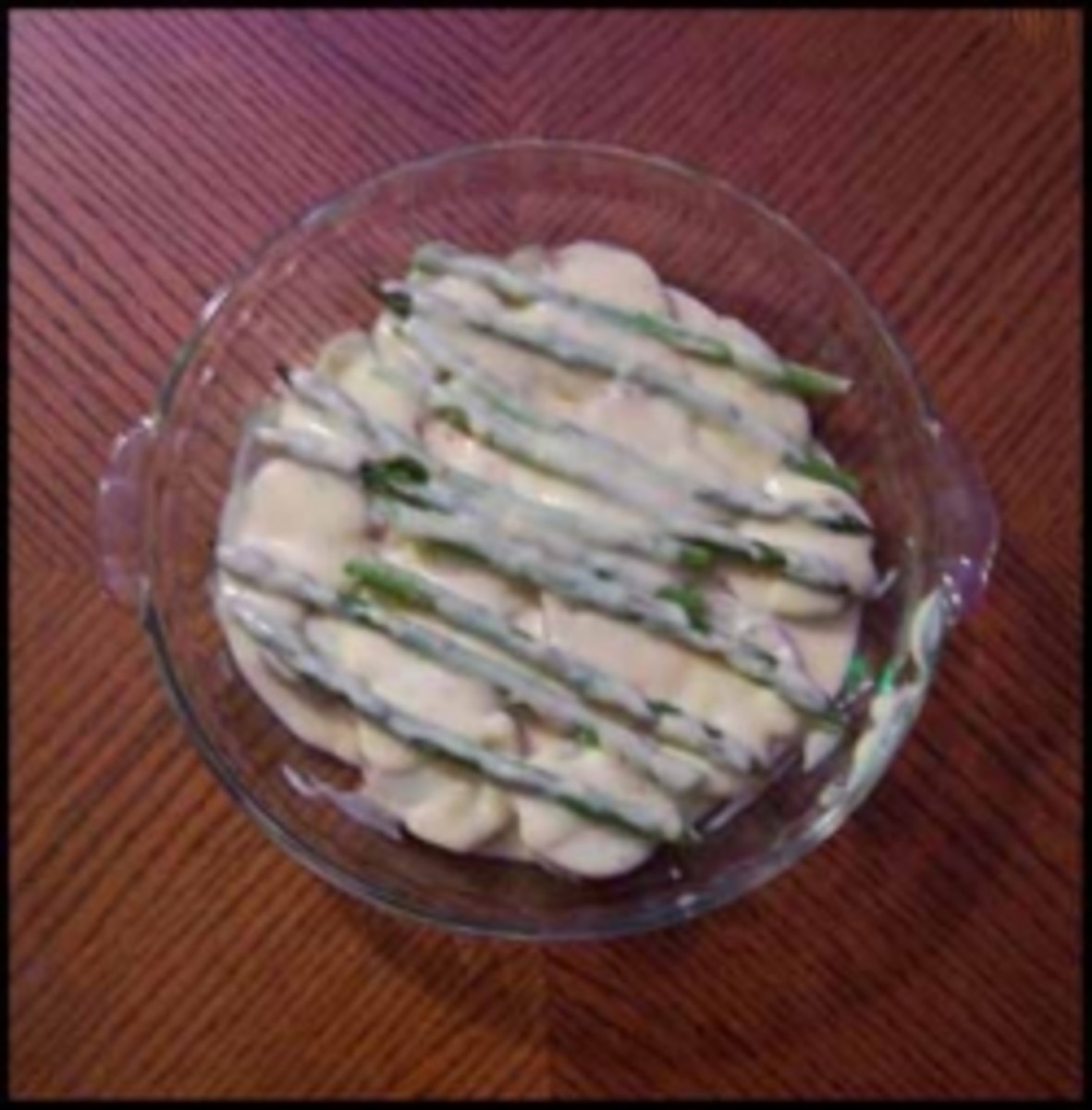 cheese sauce over asparagus and potatoes, photo by Kylyssa Shay