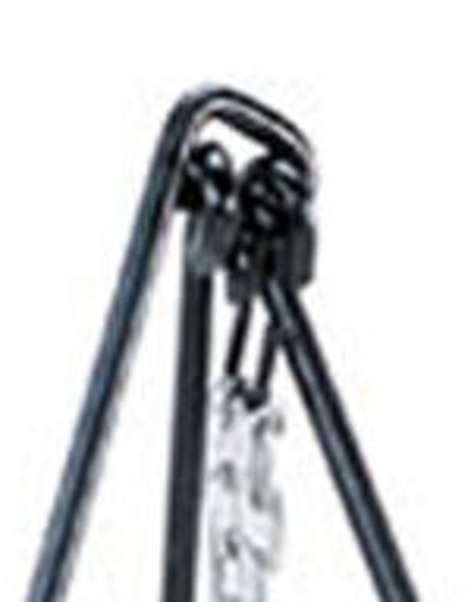 metal campfire tripod links and chain close-up