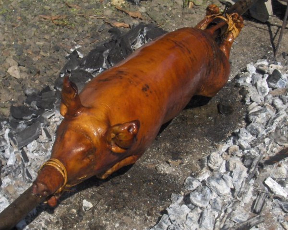 Roasted pig is served during special occasions