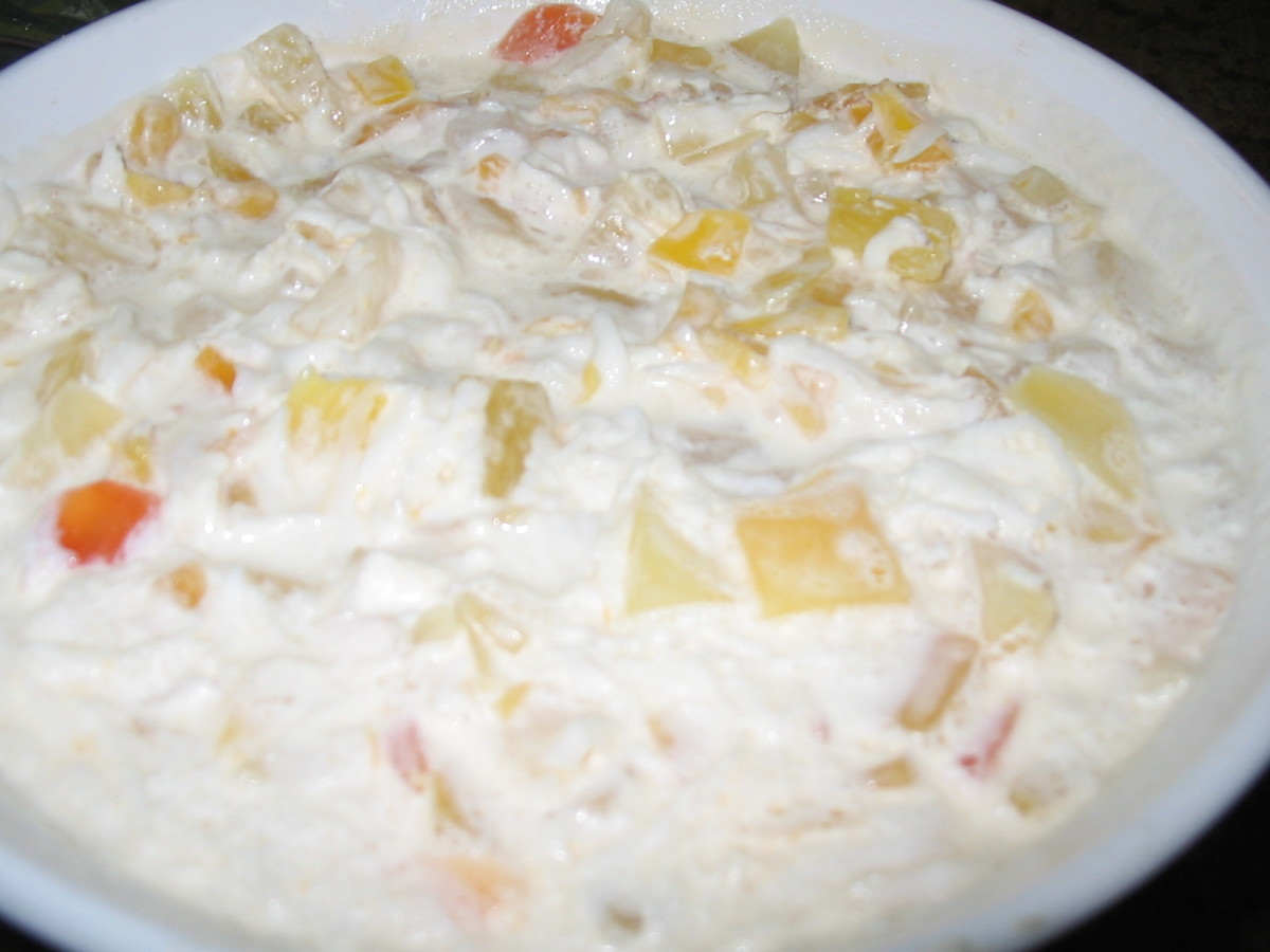 coconut fruit salad fruit and young coconut grated with condensed milk, and cream