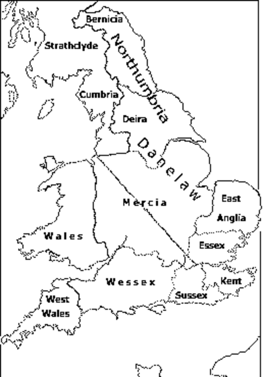 At this time Wales, West Wales or Cornwall, along with the kingdoms of Strathclyde and Cumbria were indigenous British. The Anglo-Saxon Kingdoms divided up England until the Kings of Wessex united them.