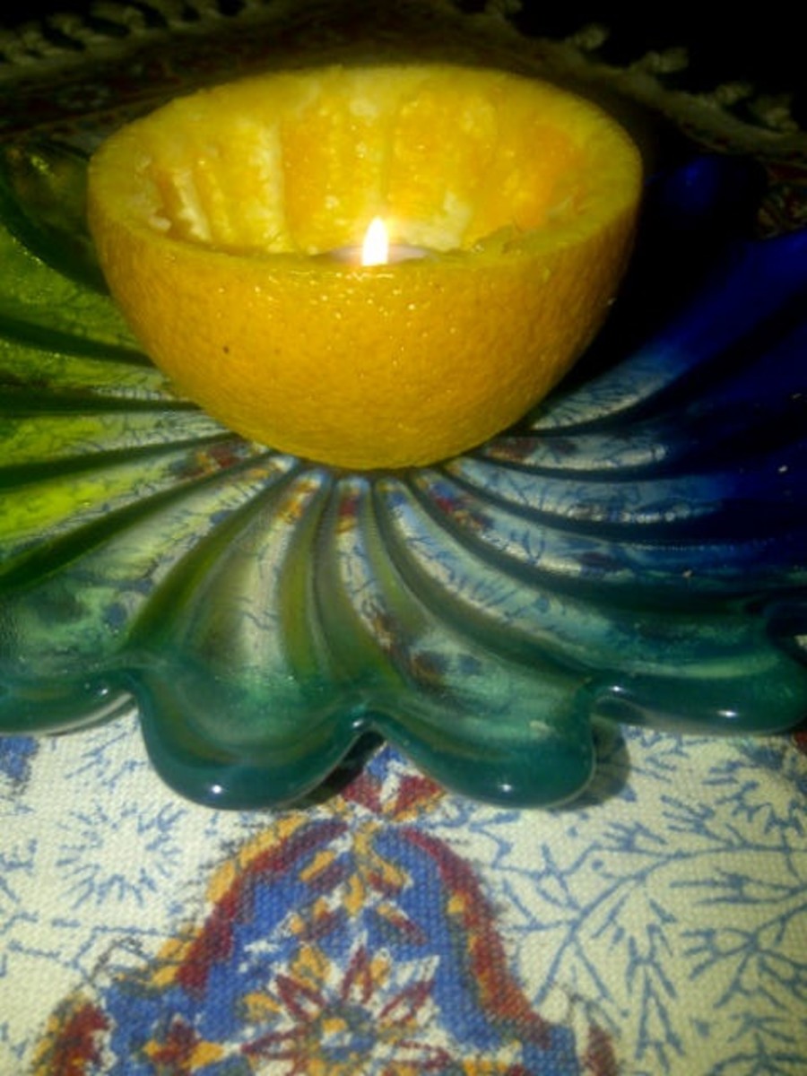Fragrant orange peel looks pretty as candle holder 