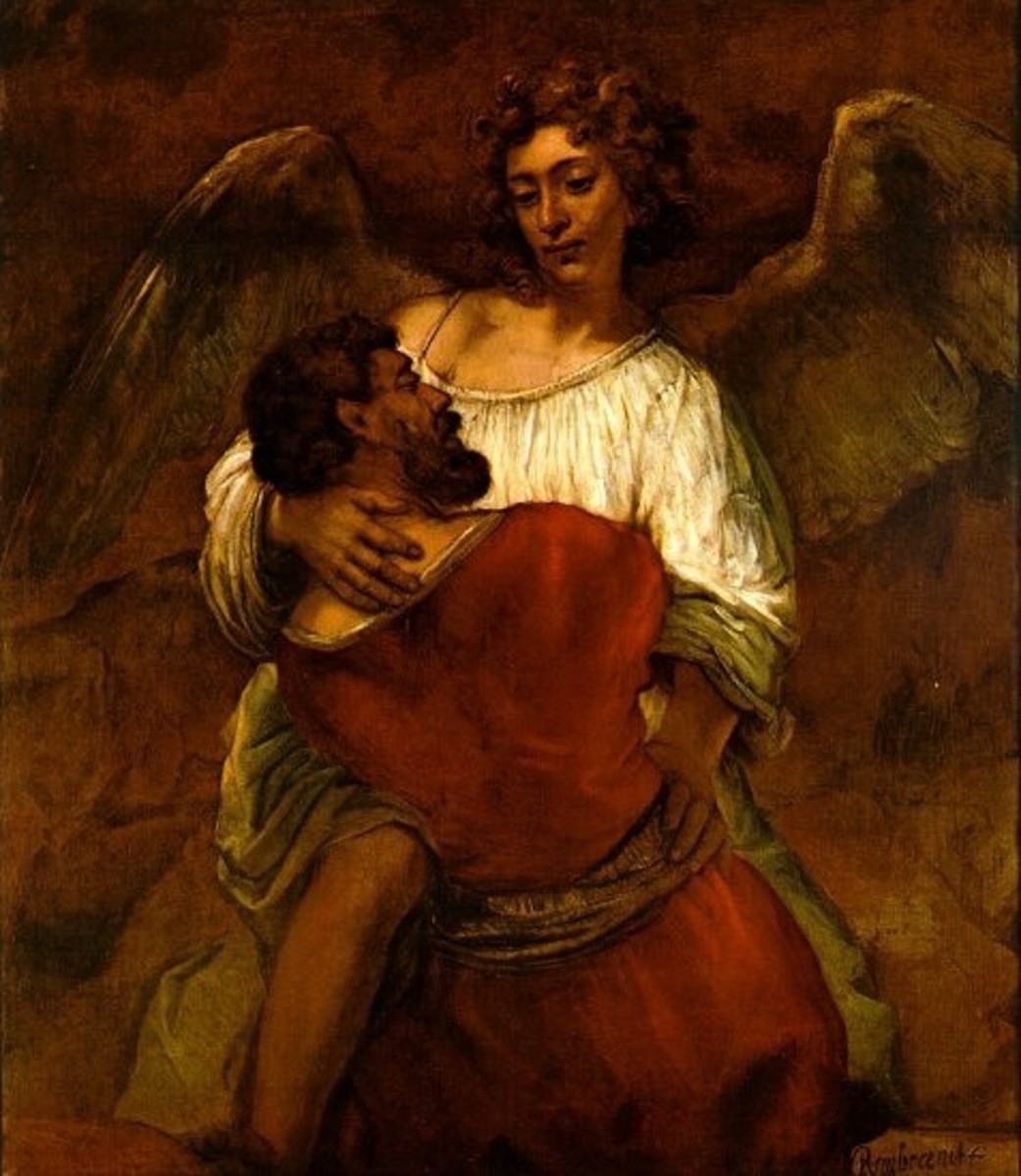Jacob wrestling with the Angel by Rembrandt