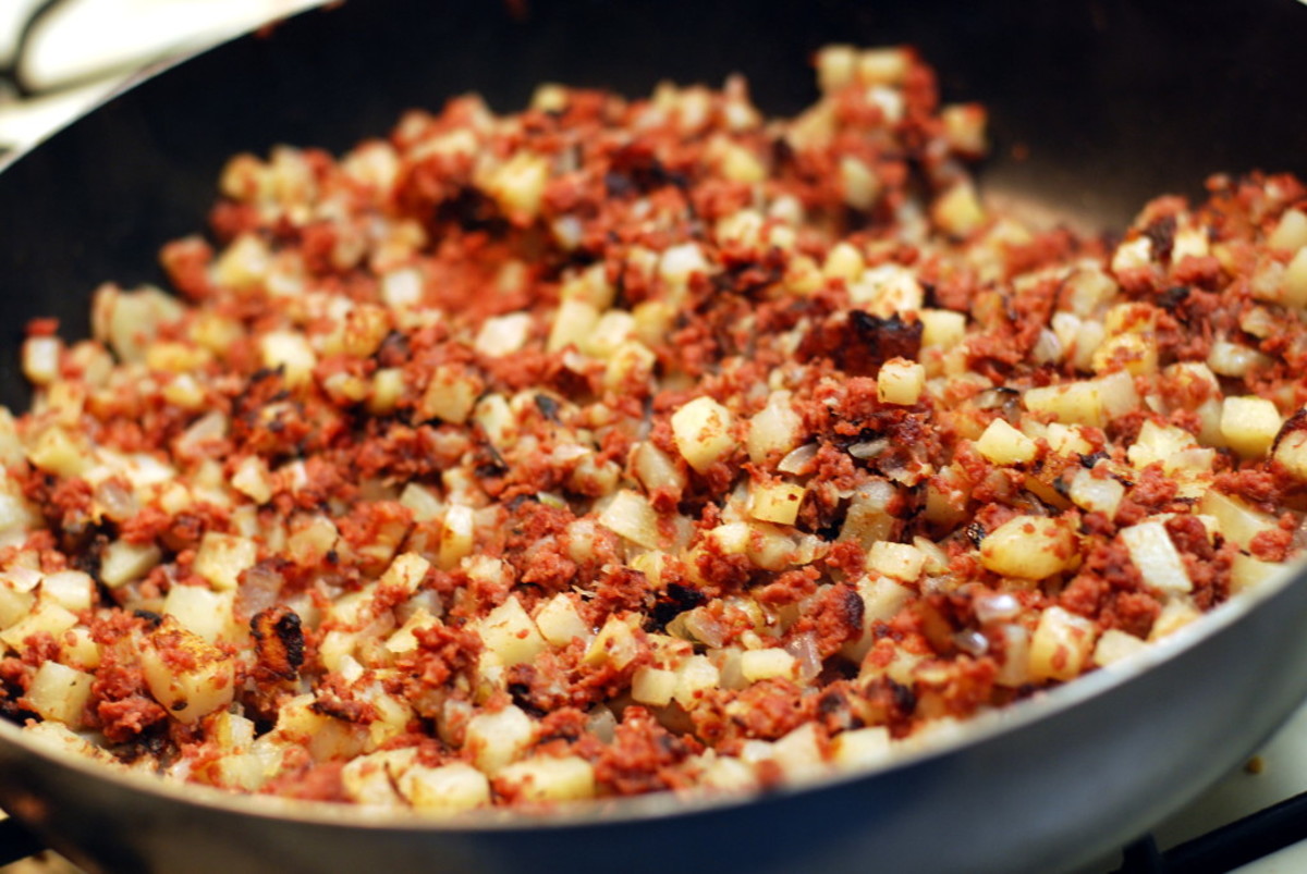 corned beef hash is basically chopped beef and potatoes (hash browns)