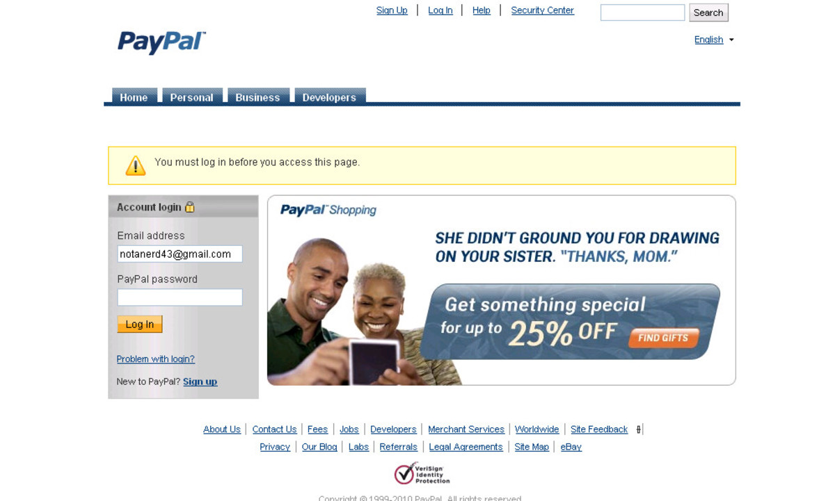 PayPal Home Page