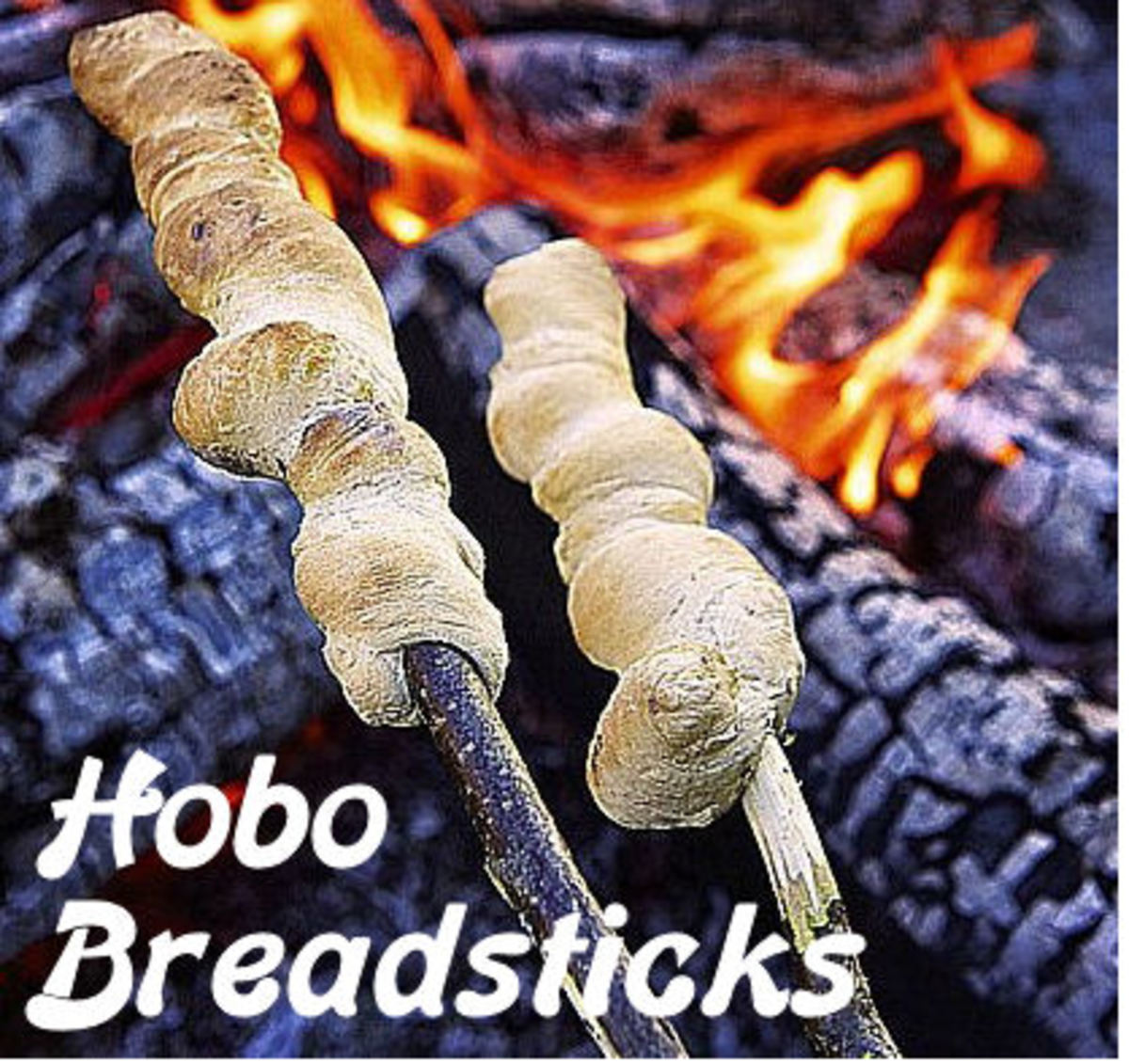 Toasting Hobo Breadsticks over a campfire
