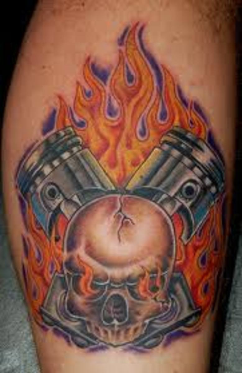 flaming skull tattoos for men